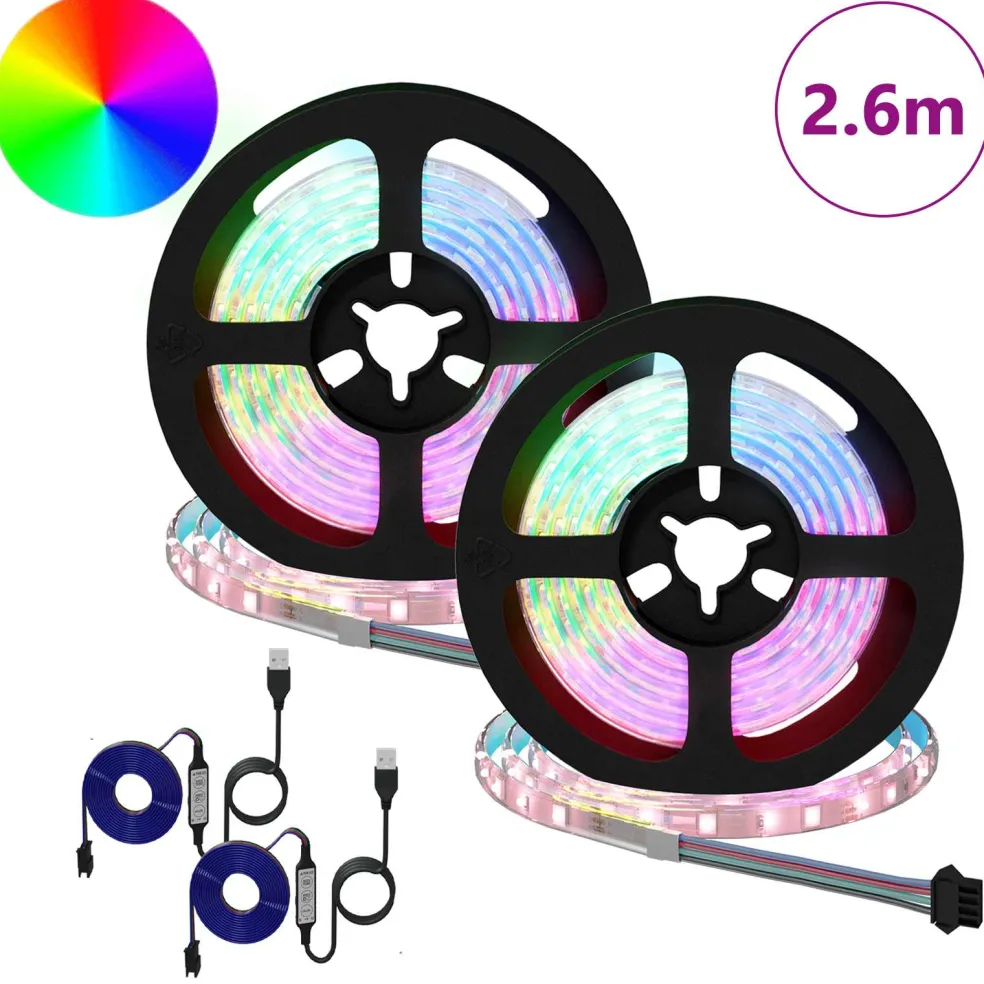 vidaXL LED-strip 2 st Zwart en transparant Koper en kunststof