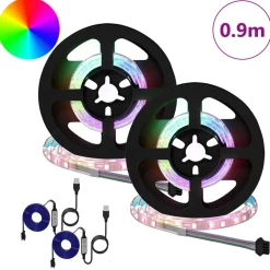vidaXL LED-strip 2 st Zwart en transparant Koper en kunststof