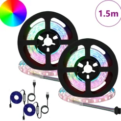 vidaXL LED-strip 2 st Zwart en transparant Koper en kunststof