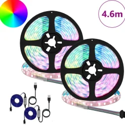 vidaXL LED-strip 2 st Zwart en transparant Koper en kunststof