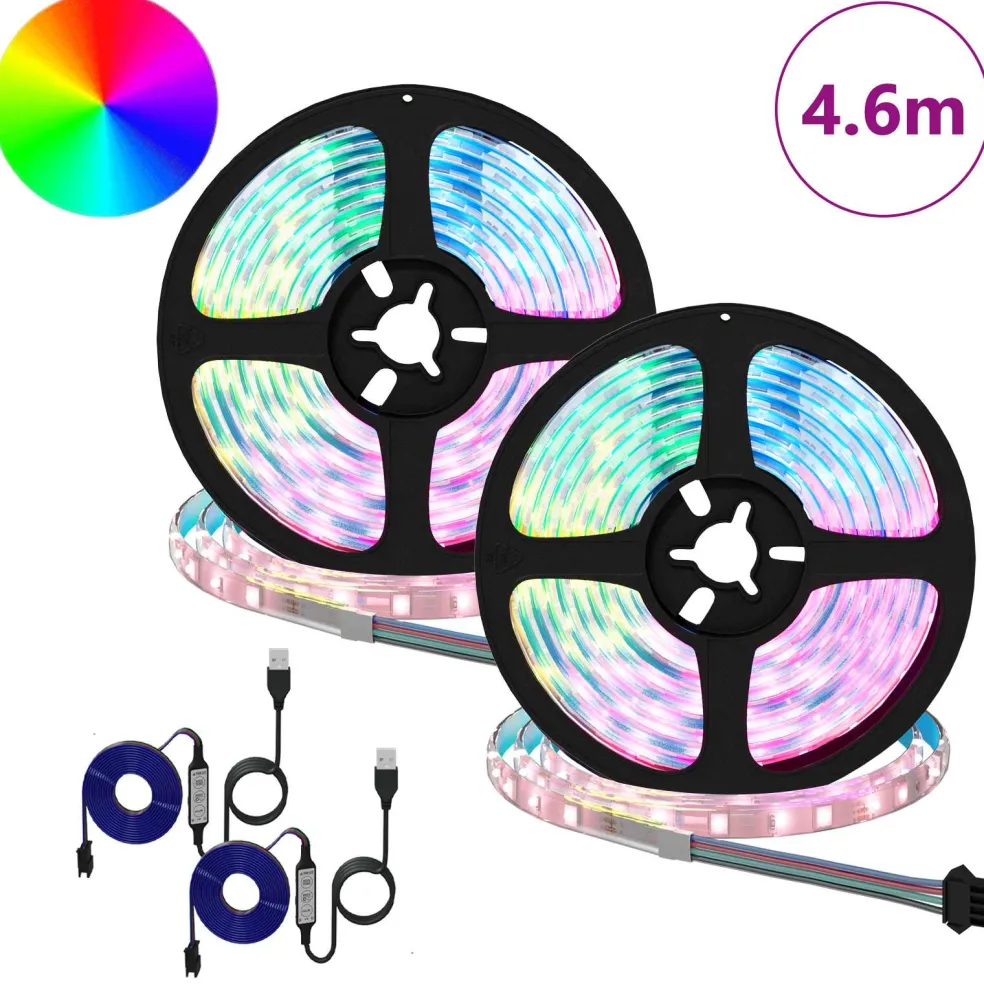 vidaXL LED-strip 2 st Zwart en transparant Koper en kunststof
