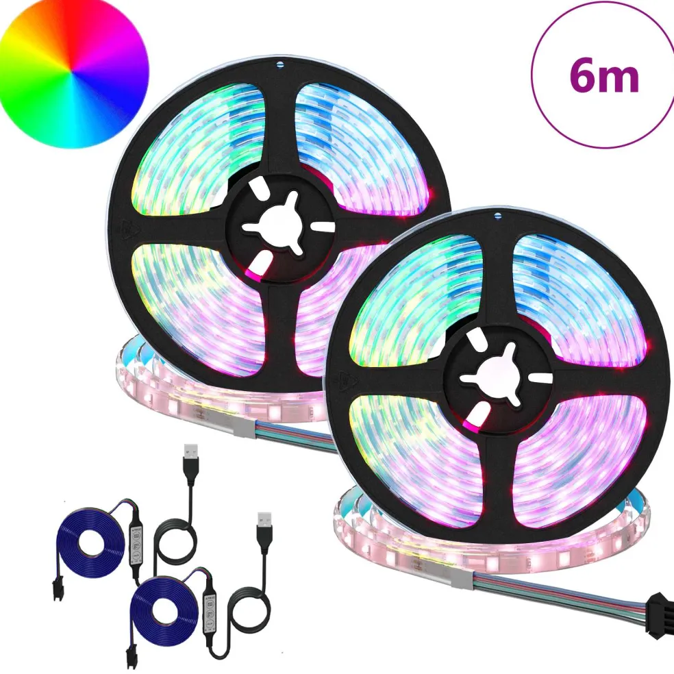 vidaXL LED-strip 2 st Zwart en transparant Koper en kunststof