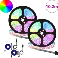 vidaXL LED-strip 2 st Zwart en transparant Koper en kunststof