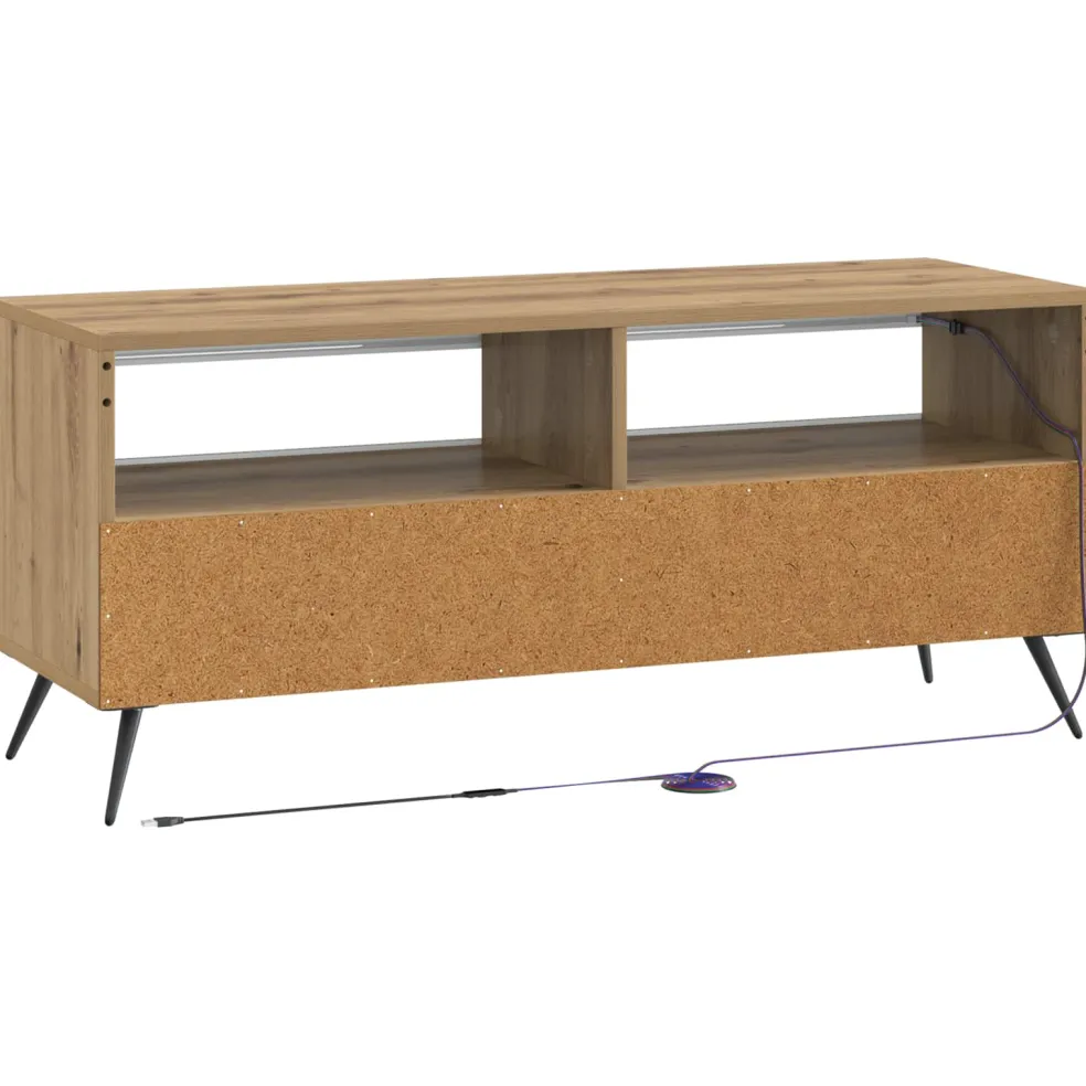 vidaXL LED tv-meubel Artisanaal eiken Bewerkt hout