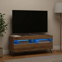 vidaXL LED tv-meubel Artisanaal eiken Bewerkt hout