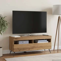 vidaXL LED tv-meubel Artisanaal eiken Bewerkt hout