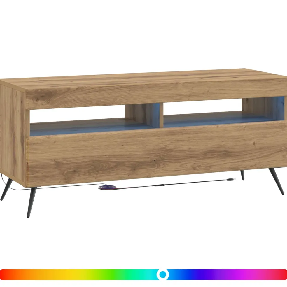 vidaXL LED tv-meubel Artisanaal eiken Bewerkt hout
