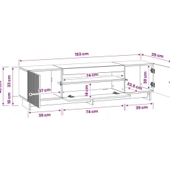 vidaXL LED tv-meubel EDE 153 x 35 x 43 cm Zwart Bewerkt hout