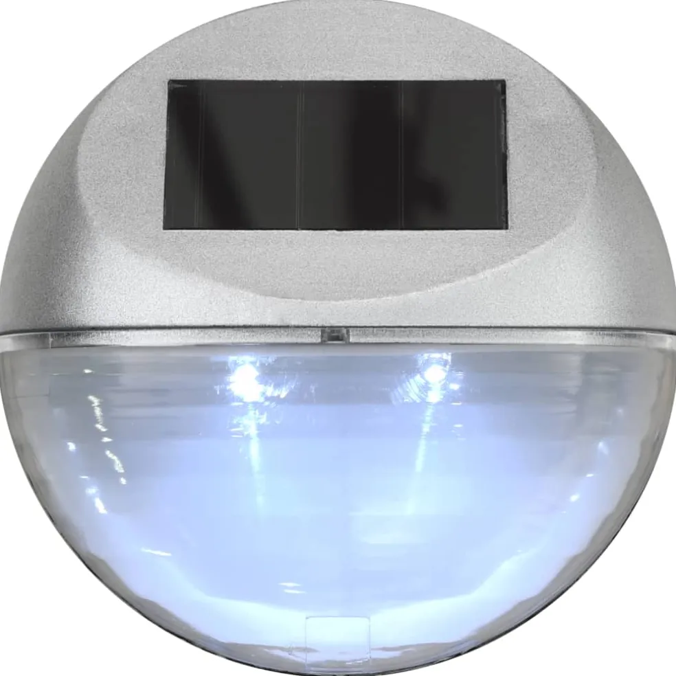 vidaXL LED-wandlampen solar rond zilver 12 st