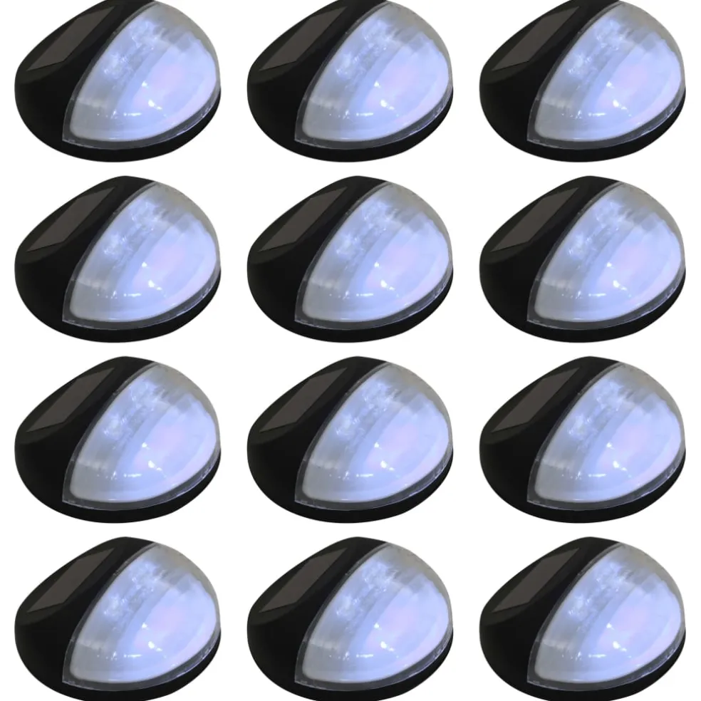 vidaXL LED-wandlampen solar rond zwart 12 st