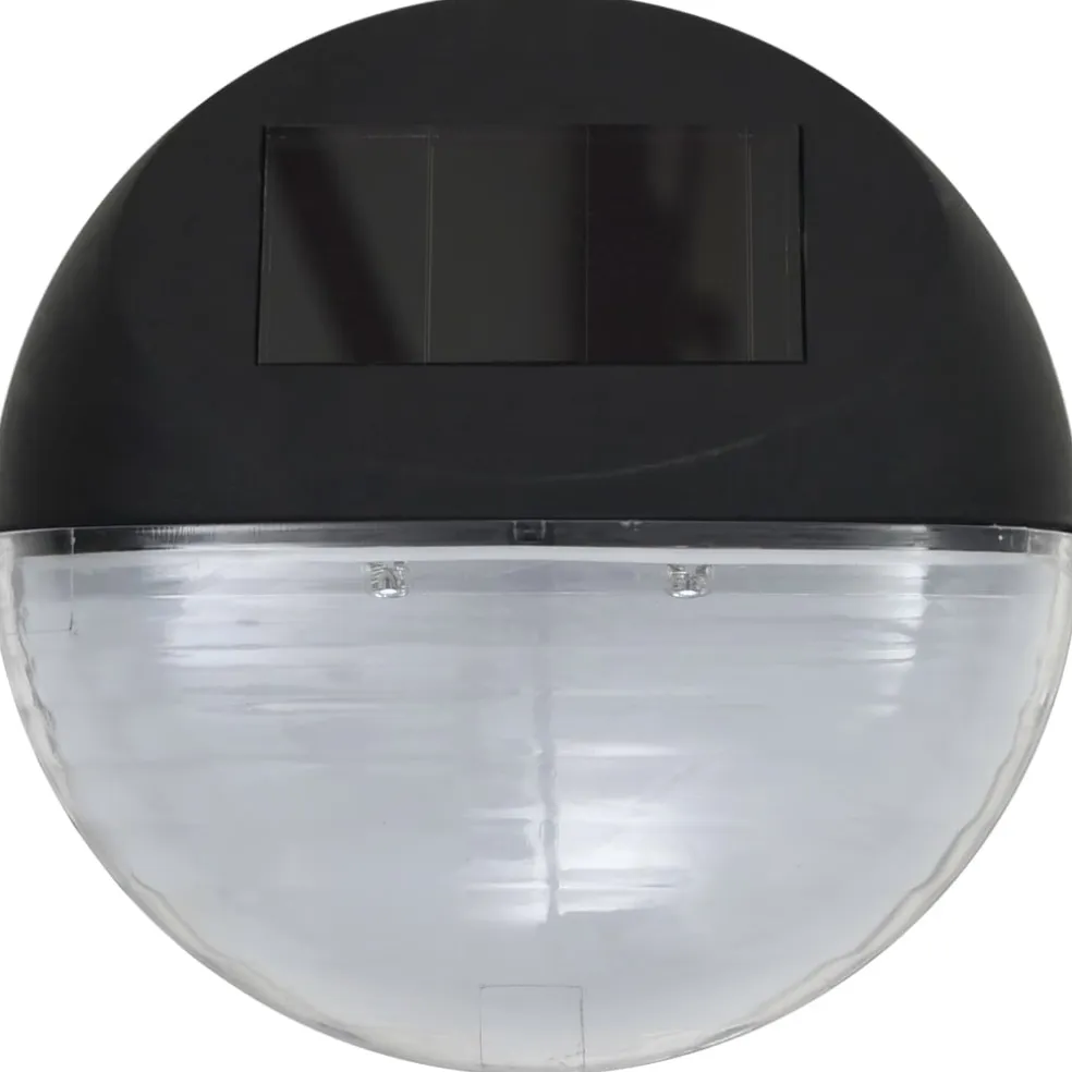 vidaXL LED-wandlampen solar rond zwart 12 st