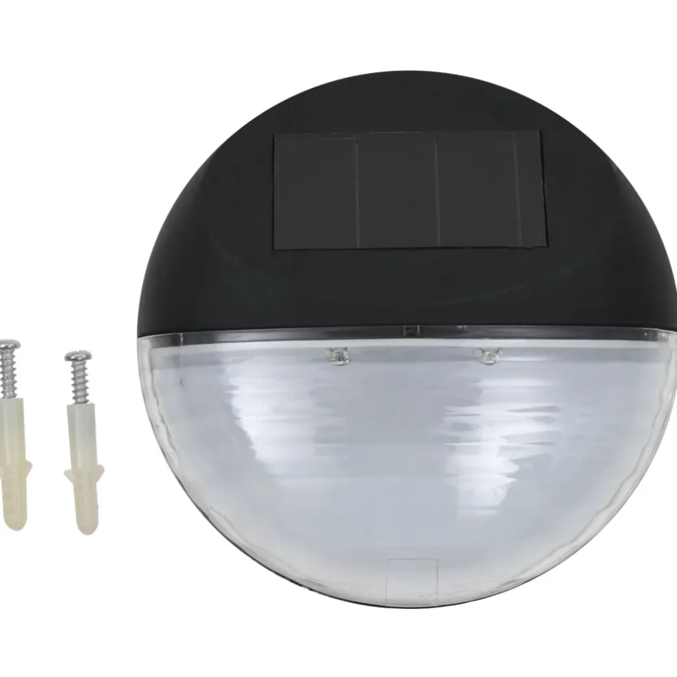 vidaXL LED-wandlampen solar rond zwart 12 st