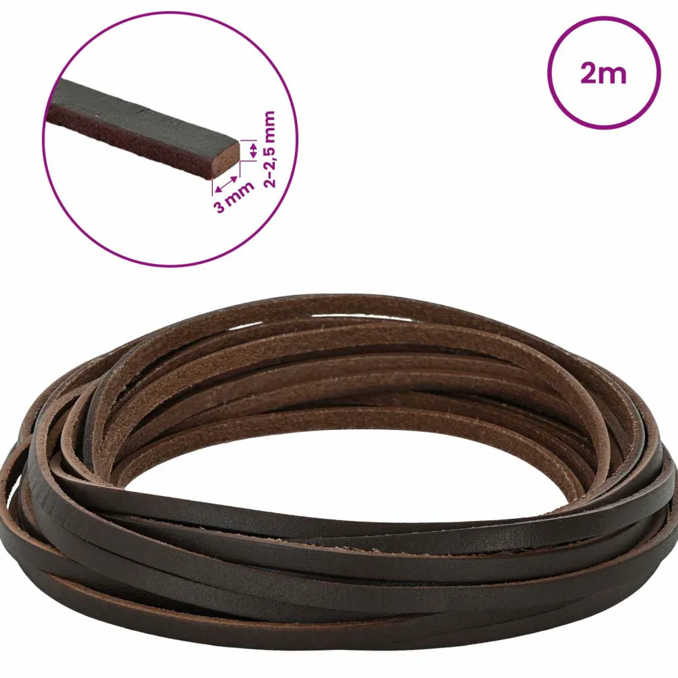 vidaXL Leren riem 1 Donkerbruin 200 x 0,3 cm Leer