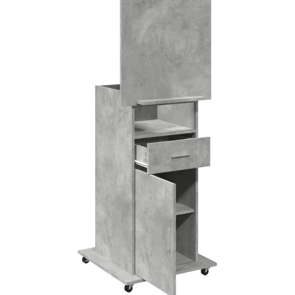 vidaXL Lessenaar met wielen en lade 55x55x107 cm hout betongrijs