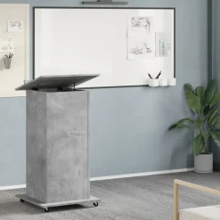 vidaXL Lessenaar met wielen en lade 55x55x107 cm hout betongrijs