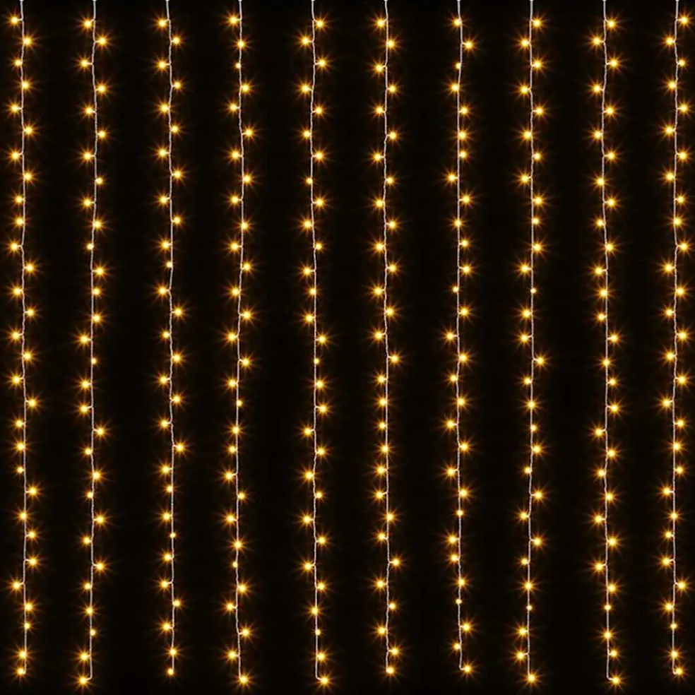vidaXL Lichtsnoergordijn met 300 LED's en 8 functies 3x3 m warmwit
