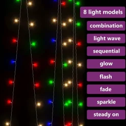 vidaXL Lichtsnoergordijn met 300 LED's en 8 functies 3x3 m meerkleurig