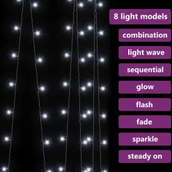 vidaXL Lichtsnoergordijn met 300 LED's en 8 functies 3x3 m koudwit