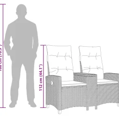 vidaXL Ligbank met tafel 2 -Seater 126 x 65 x 112 cm poly rattan