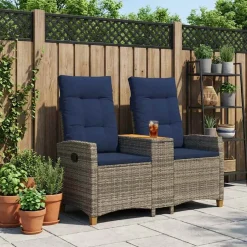 vidaXL Ligbank met tafel 2 -Seater 126 x 65 x 112 cm poly rattan