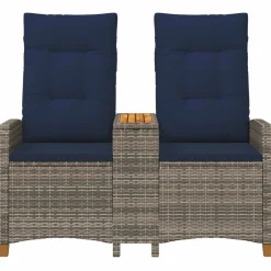 vidaXL Ligbank met tafel 2 -Seater 126 x 65 x 112 cm poly rattan
