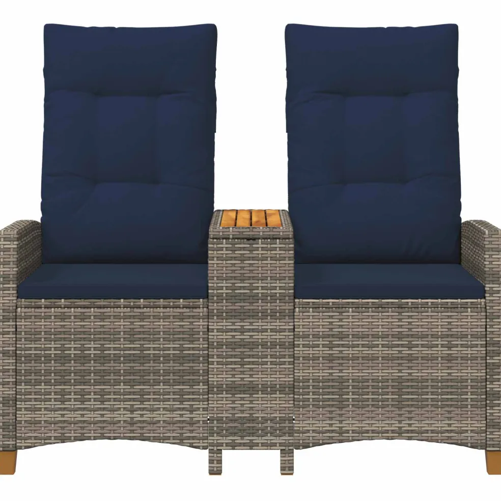 vidaXL Ligbank met tafel 2 -Seater 126 x 65 x 112 cm poly rattan