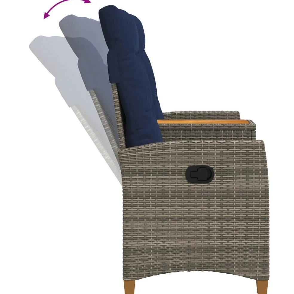 vidaXL Ligbank met tafel 2 -Seater 126 x 65 x 112 cm poly rattan