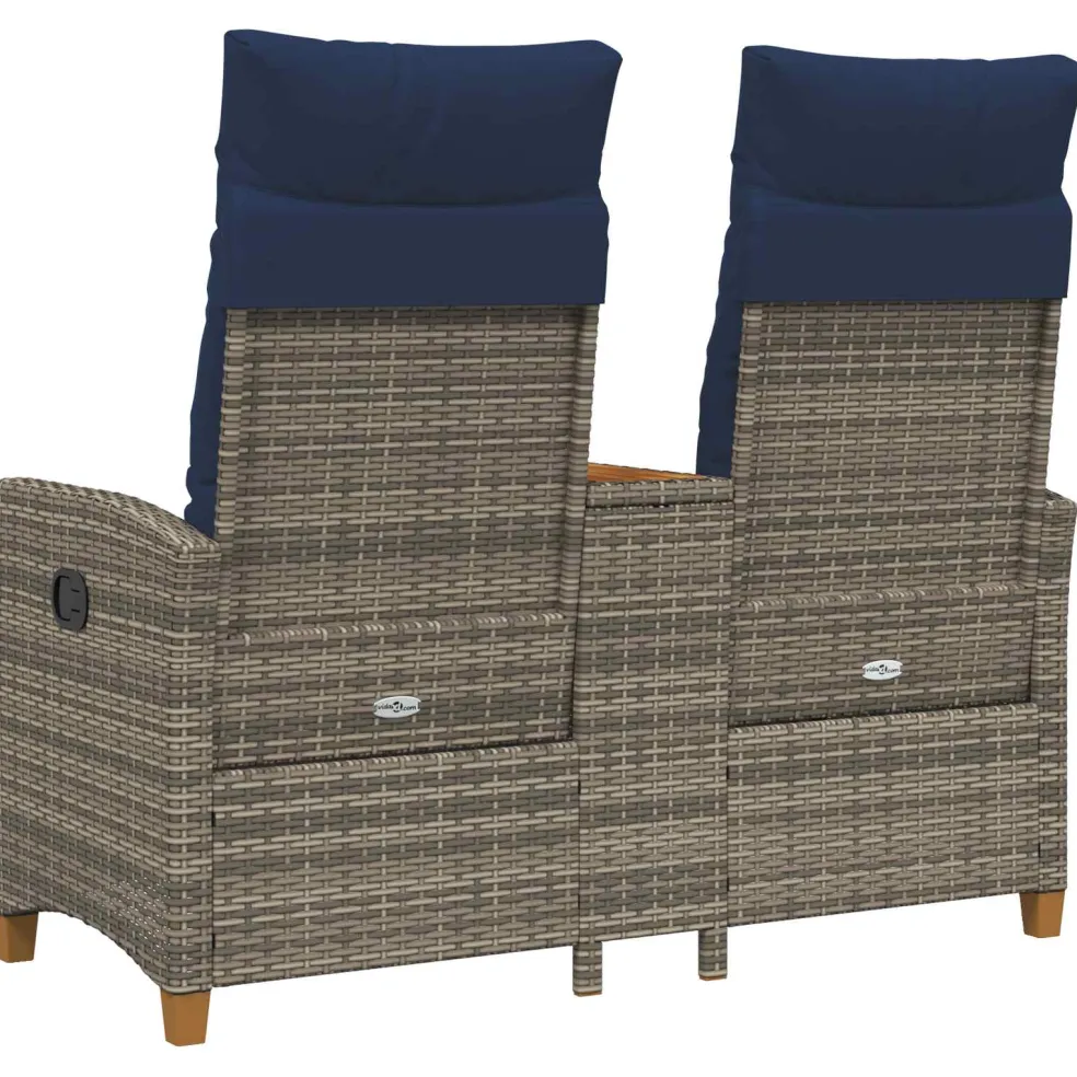 vidaXL Ligbank met tafel 2 -Seater 126 x 65 x 112 cm poly rattan
