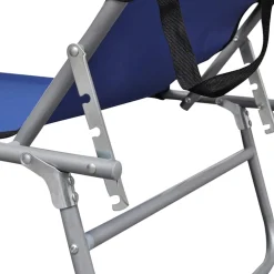 vidaXL Ligbed inklapbaar met luifel aluminium blauw
