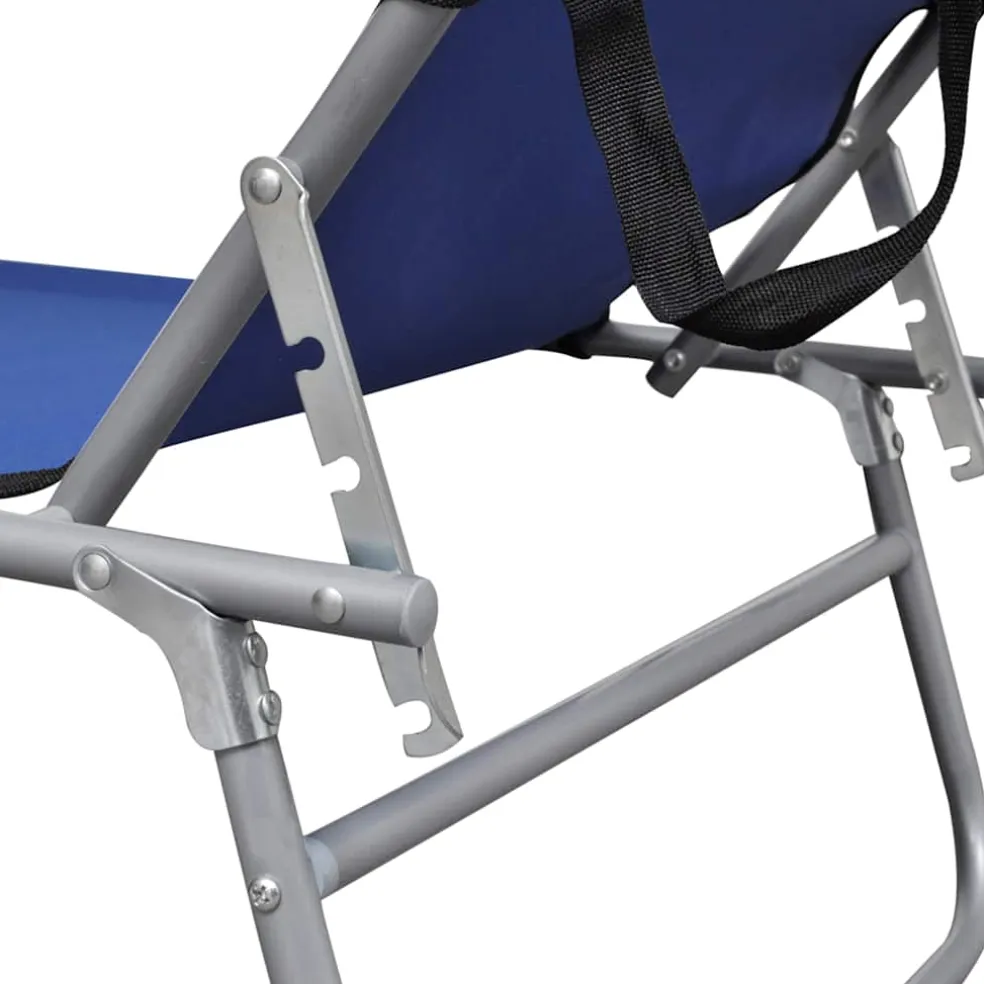 vidaXL Ligbed inklapbaar met luifel aluminium blauw
