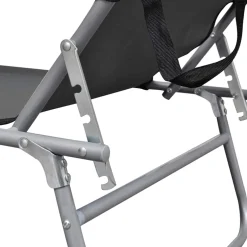 vidaXL Ligbed inklapbaar met luifel aluminium grijs