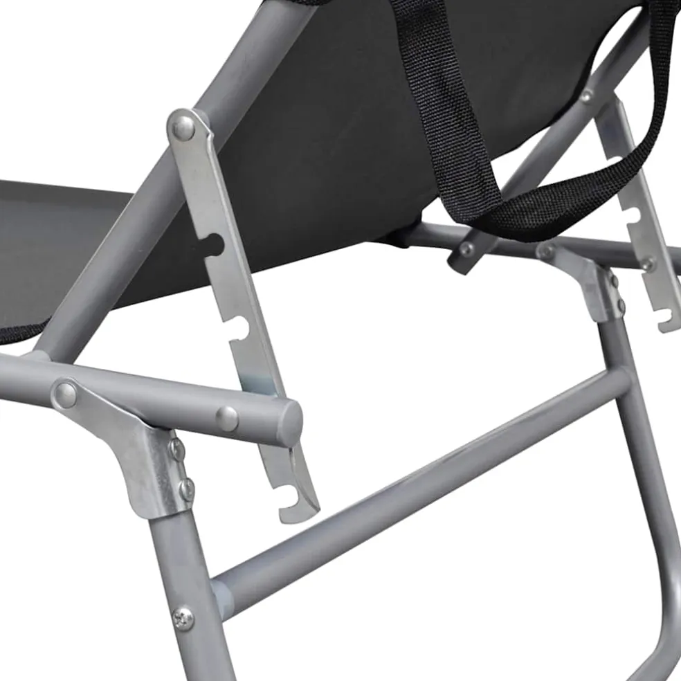 vidaXL Ligbed inklapbaar met luifel aluminium grijs