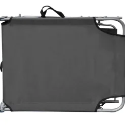 vidaXL Ligbed inklapbaar met luifel aluminium grijs