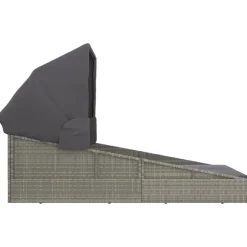 vidaXL Ligbed met inklapbaar dak 200x114x128 cm poly rattan grijs