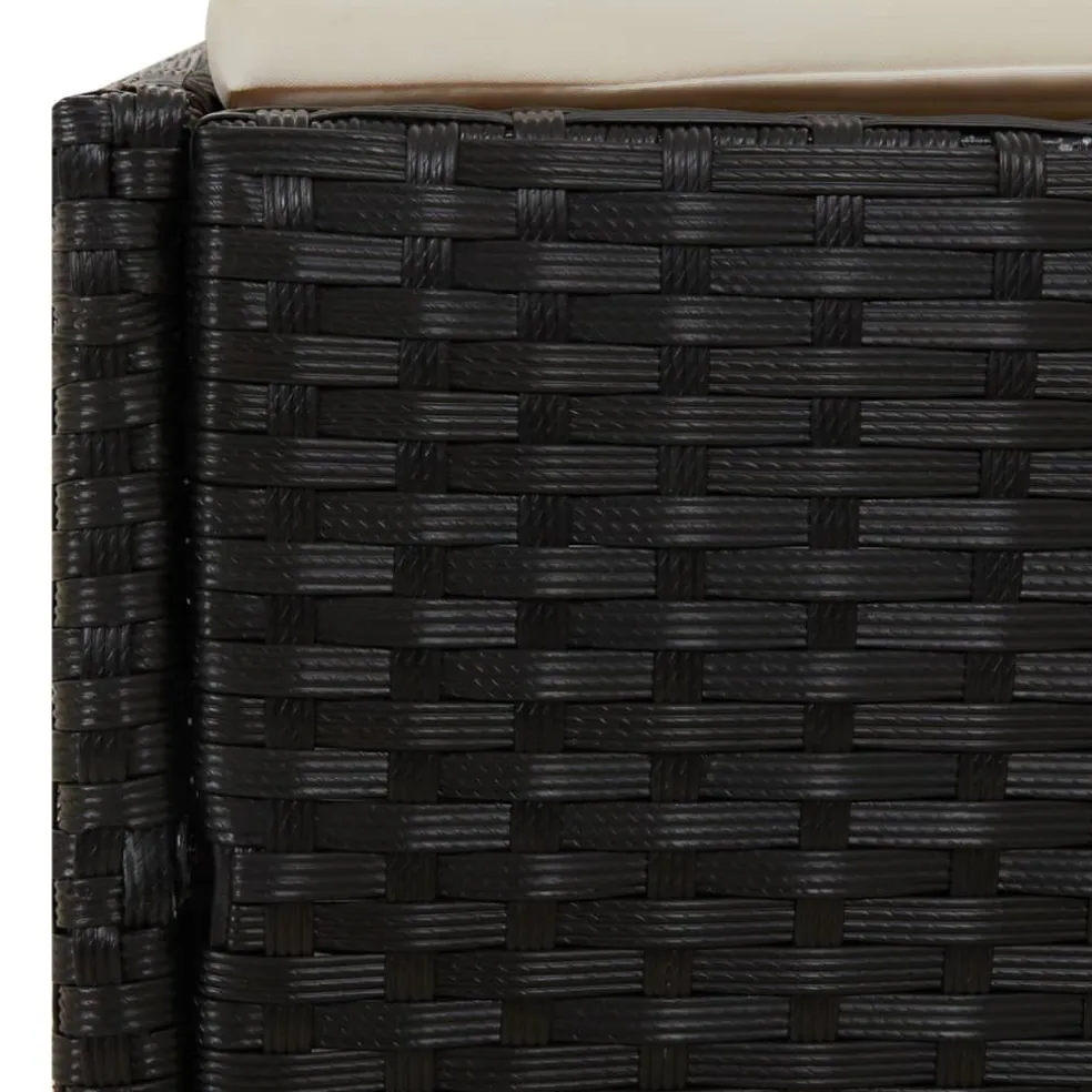 vidaXL Ligbed met inklapbaar dak 200x114x128 cm poly rattan zwart