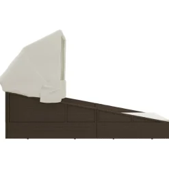 vidaXL Ligbed met inklapbaar dak 200x114x128 cm poly rattan bruin