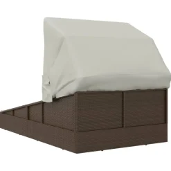 vidaXL Ligbed met inklapbaar dak 200x114x128 cm poly rattan bruin