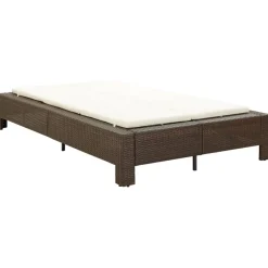 vidaXL Ligbed met kussen 2-persoons poly rattan bruin