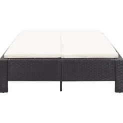 vidaXL Ligbed met kussen 2-persoons poly rattan zwart