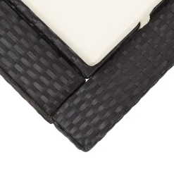 vidaXL Ligbed met kussen 2-persoons poly rattan zwart