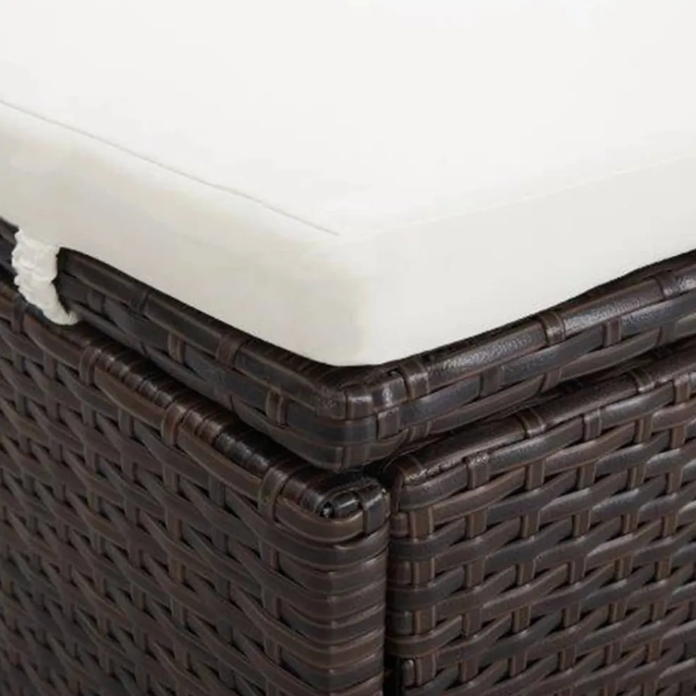 vidaXL Ligbed met kussen 2-persoons poly rattan bruin