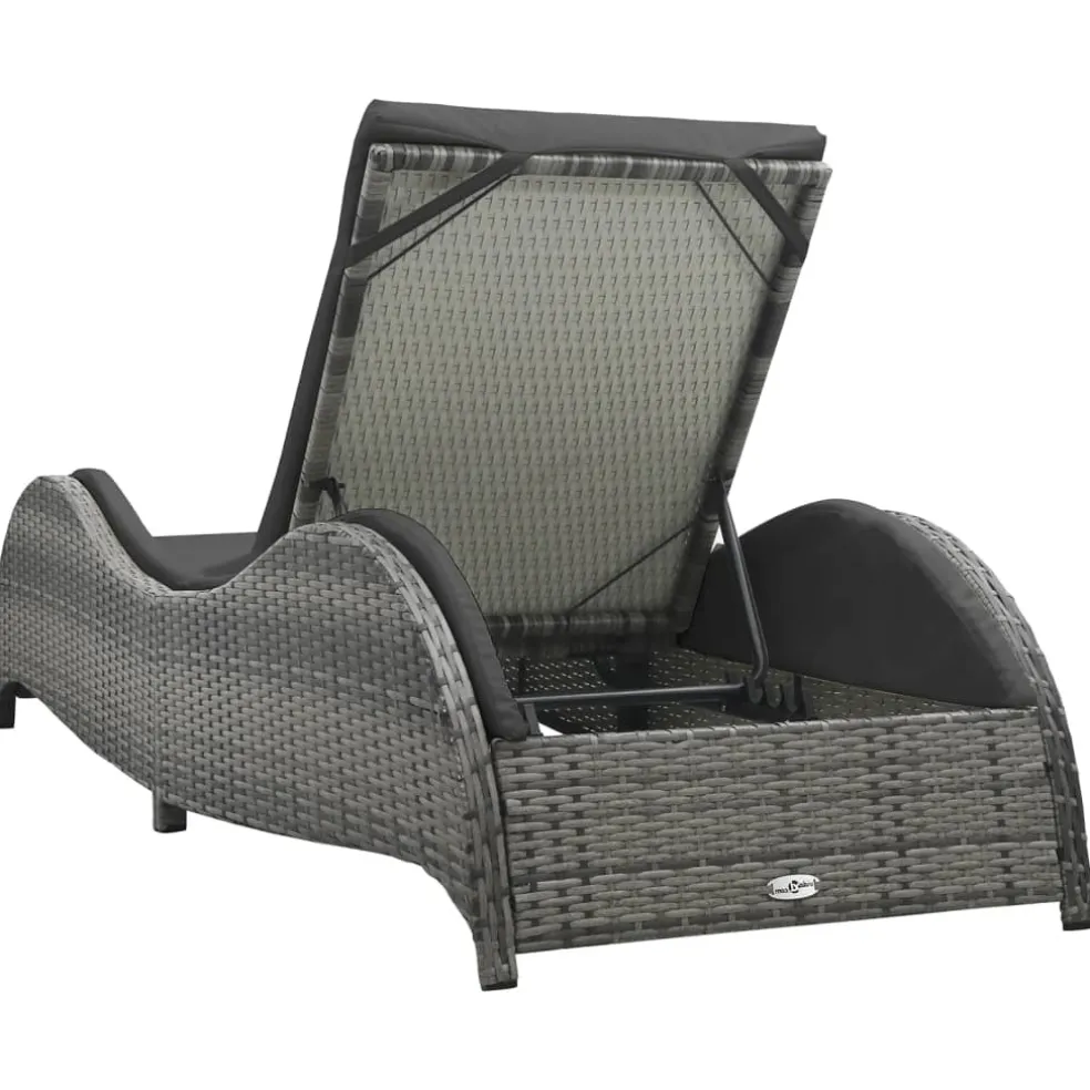 vidaXL Ligbed met kussen poly rattan antraciet
