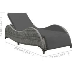 vidaXL Ligbed met kussen poly rattan antraciet