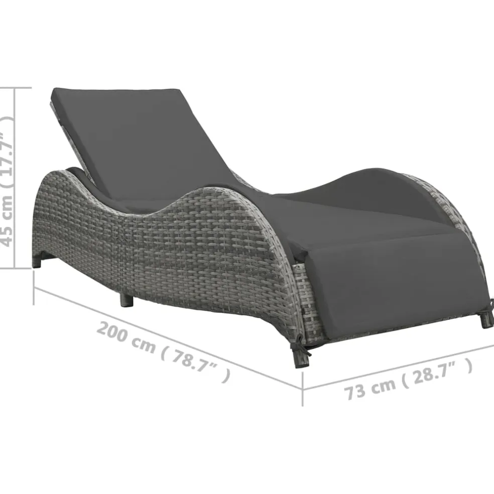 vidaXL Ligbed met kussen poly rattan antraciet
