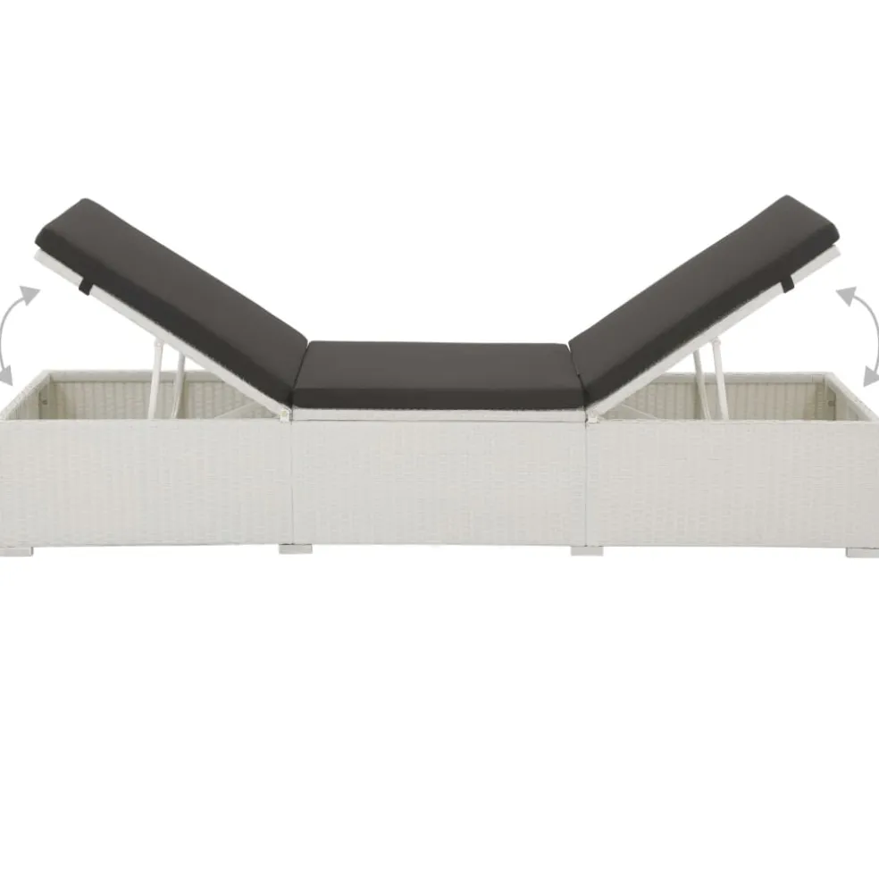 vidaXL Ligbed met kussen poly rattan wit