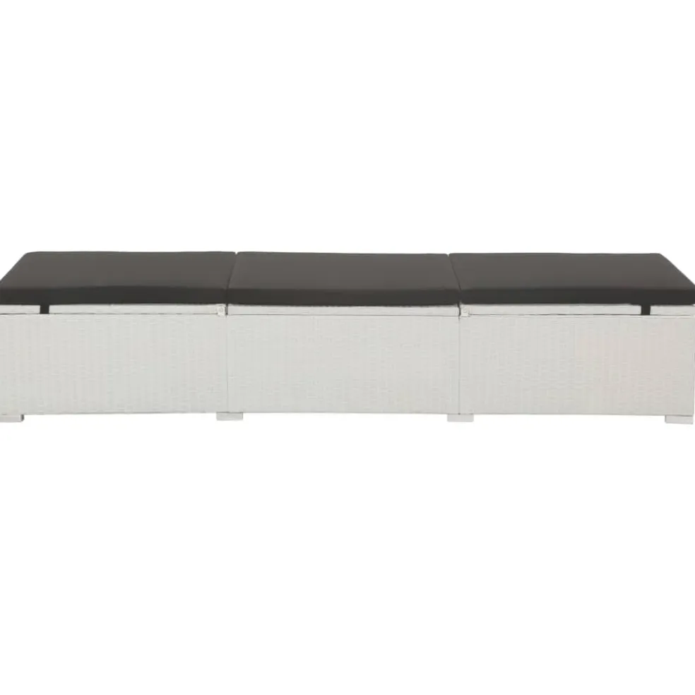 vidaXL Ligbed met kussen poly rattan wit