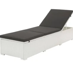 vidaXL Ligbed met kussen poly rattan wit