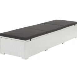 vidaXL Ligbed met kussen poly rattan wit