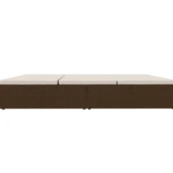 vidaXL Ligbed met kussens converteerbaar poly rattan bruin