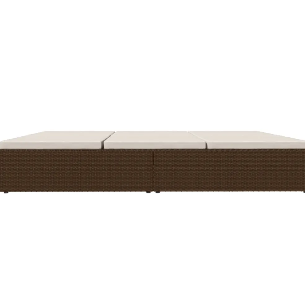 vidaXL Ligbed met kussens converteerbaar poly rattan bruin